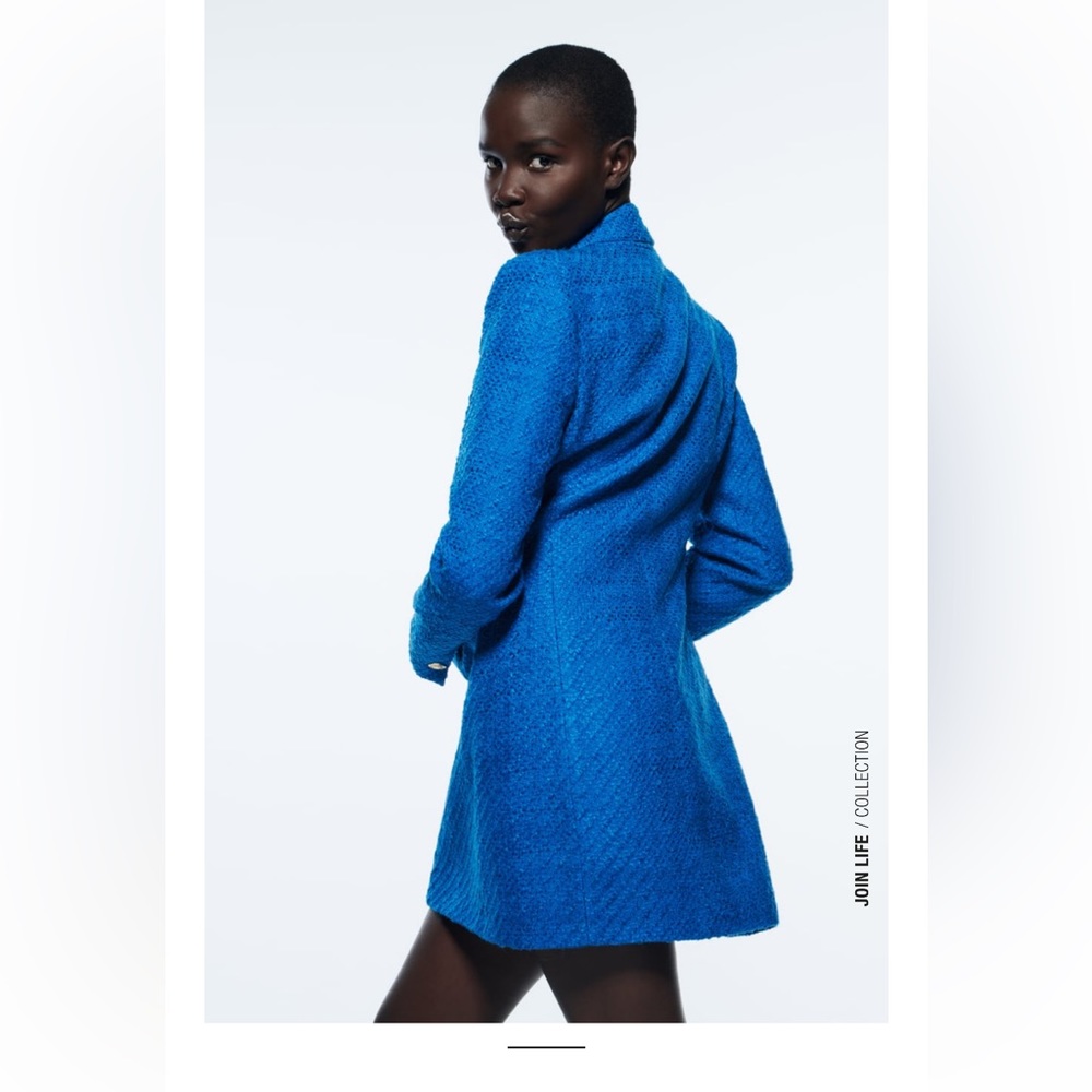 ZARA LONG STRUCTURED BLAZER BLUISH